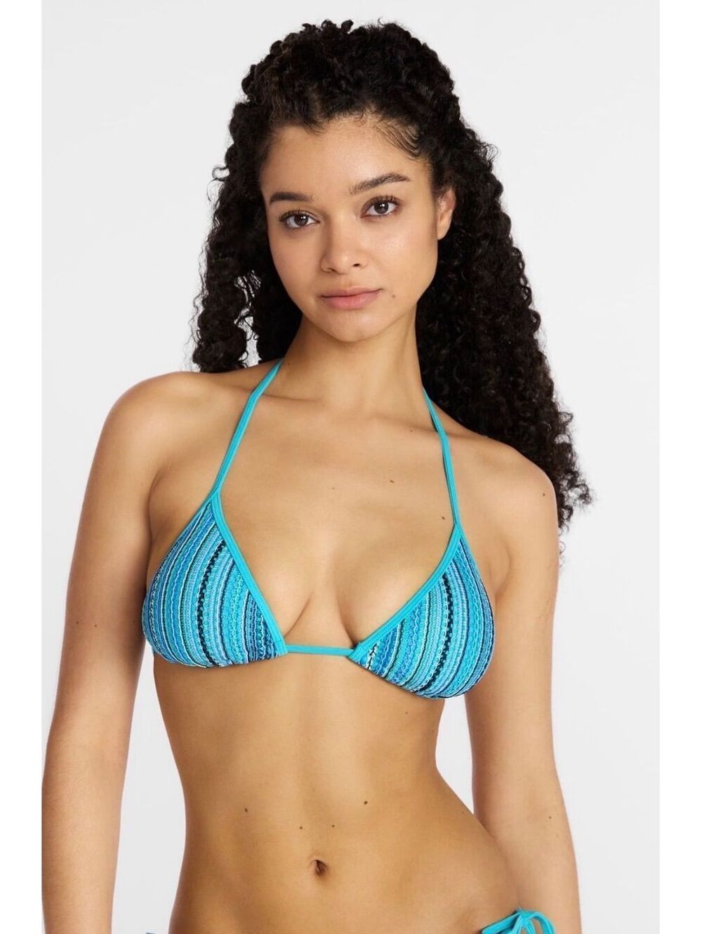XXS 00    No Boundaries Striped Knit Triangle Bikini Top, Women's swim suit top